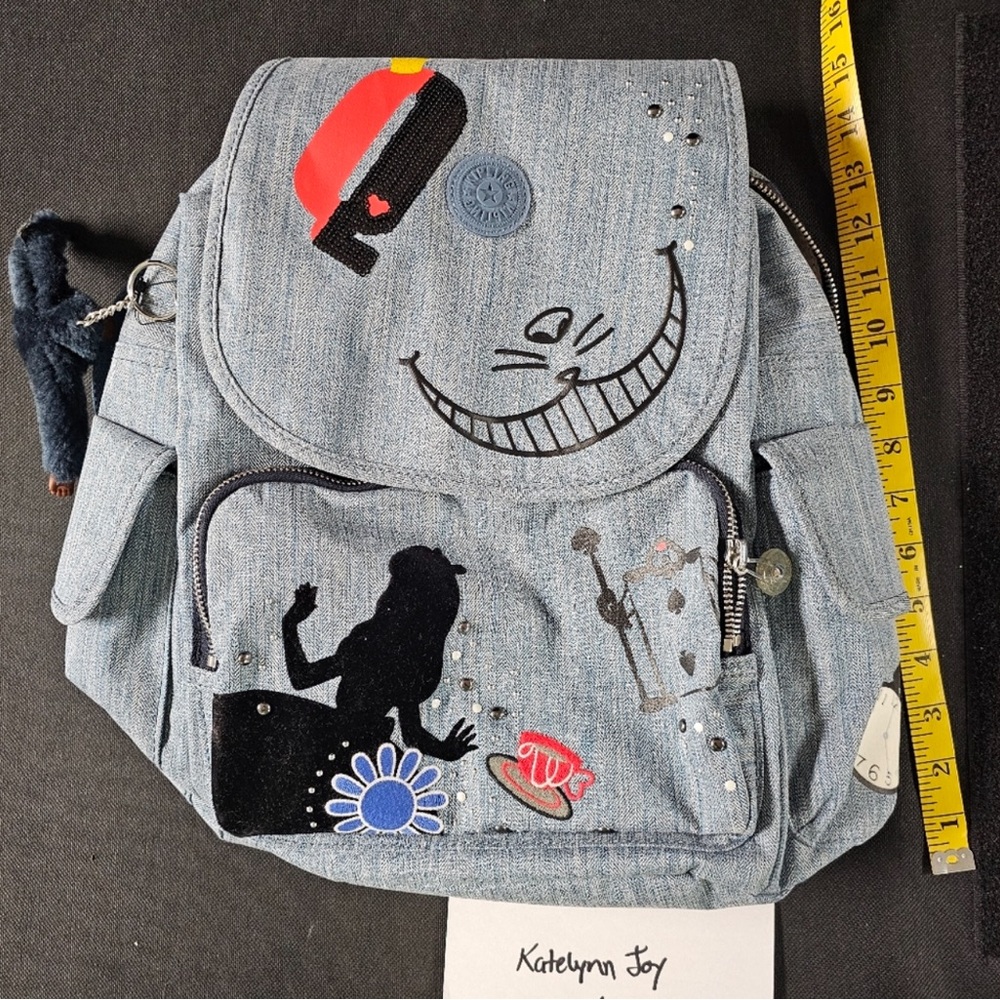 Kipling Blue Denim Alice In Wonderland Backpack